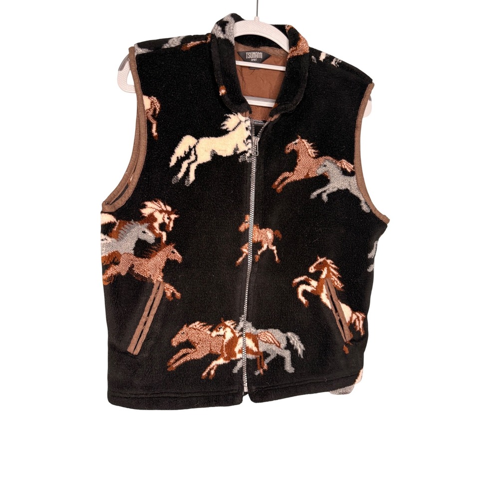 Tsunami black‎ fleece horse print vest